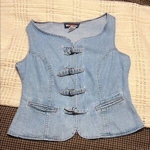 Vintage Forever WearAll Light Wash Denim Vest/Top w/ Buckles